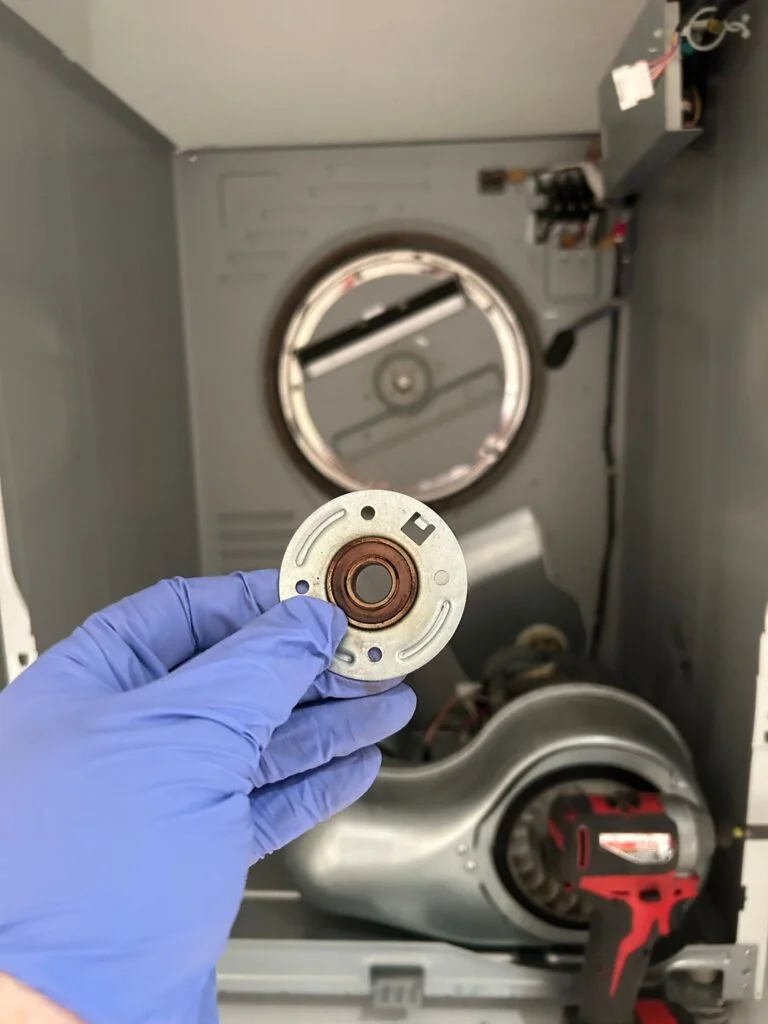 Dryer idler pulley replaced during a New York service call